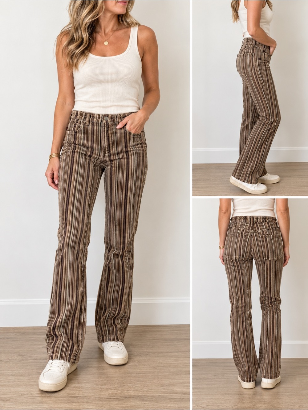 Vintage Ralph Lauren multi-colored vertical striped corduroy pants women’s 6